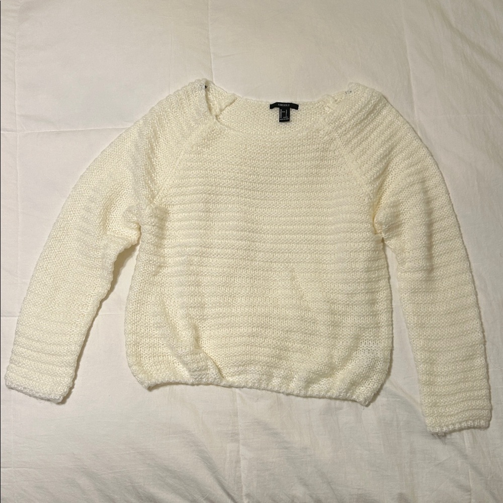Forever 21 Ivory Textured Knit Top
